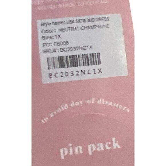 Birdy Grey Lisa Satin Midi Dress 1X Neutral Champagne NWT see description - Picture 7 of 12